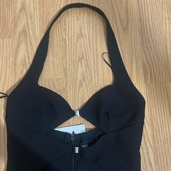 NWT Zara Black Halter Cutout Dress - Picture 6 of 8